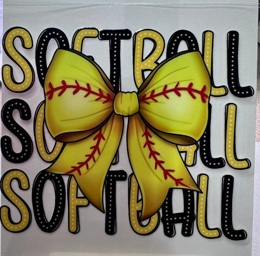Triple Softball & Bow decal