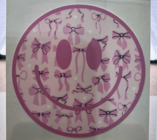 Pink Smiley & Bows 4 in Decal