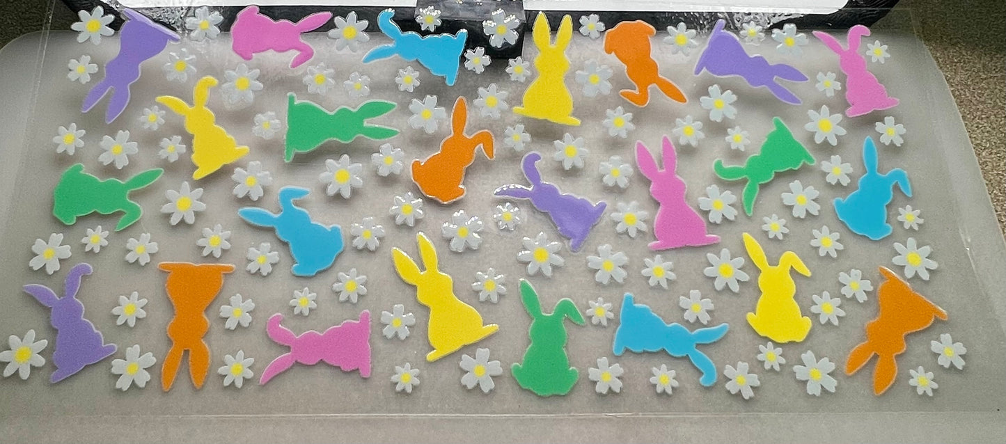Multi-color bunnies/flowers