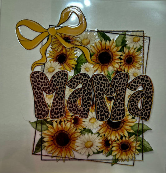 Mama Sunflower & Leopard Decal