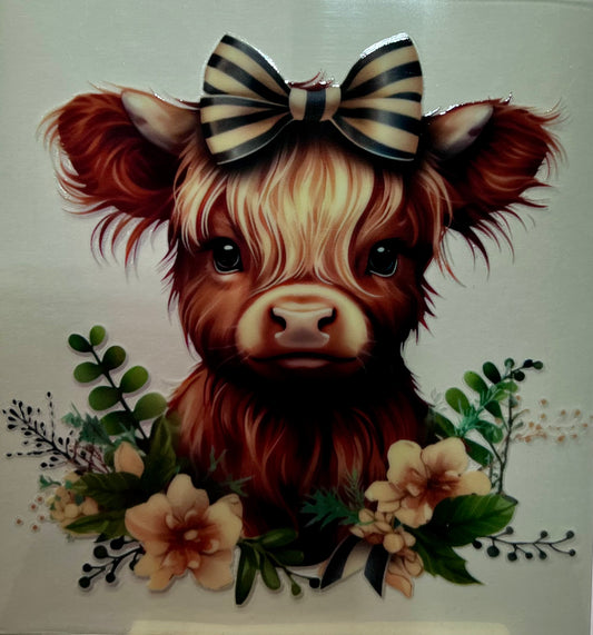 Yellow flower Cow Decal
